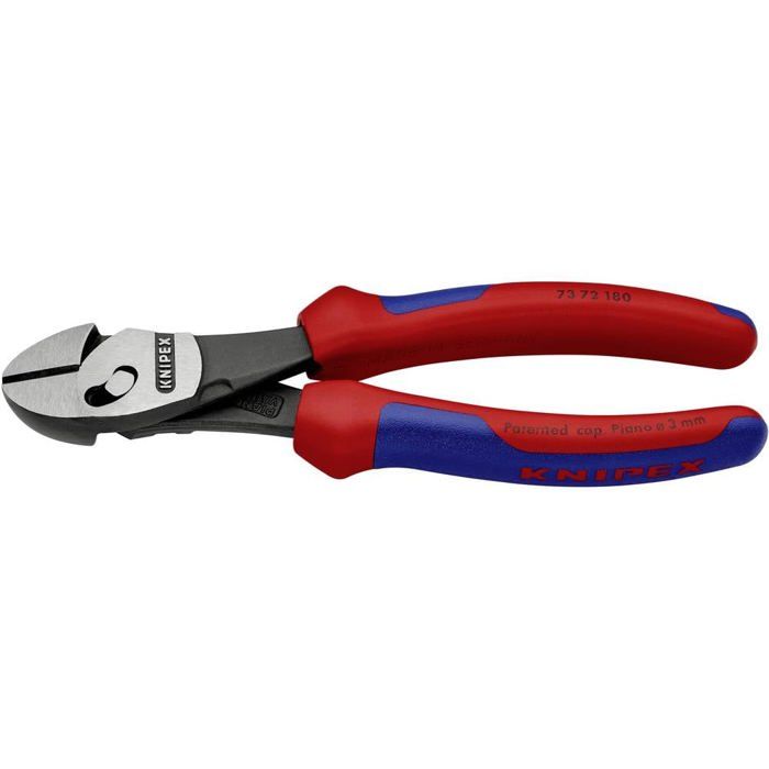 Knipex TwinForce 73 72 180 pour l'atelier Pince coupante diagonale à forte démultiplication avec facette 180 mm