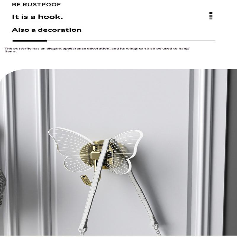 Butterfly Shaped Self Adhesive Wall Hooks No Drill Up To 8KG Load Bearing Hangers for Bathroom Kitchen Coat Towel Hanging