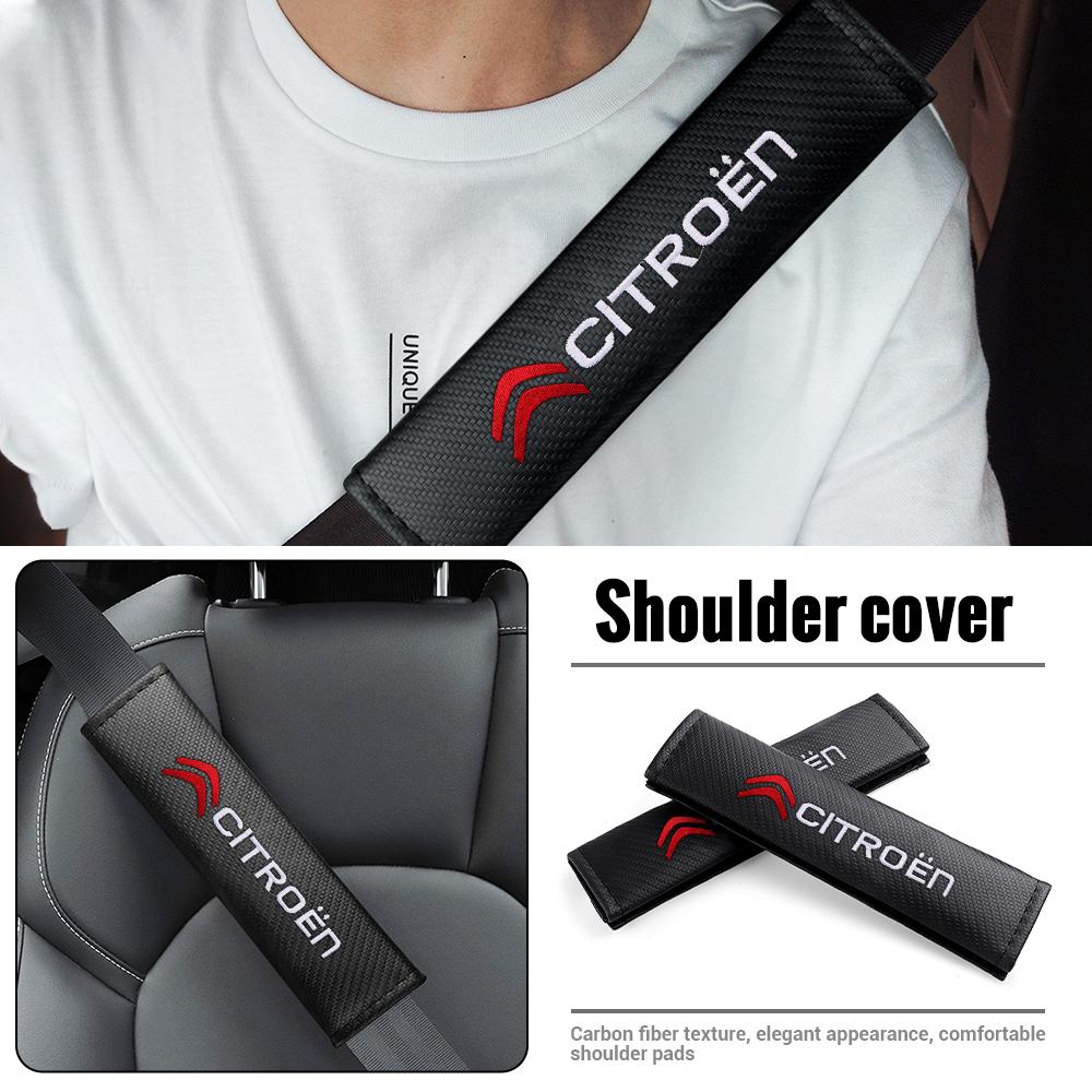 Carbon Fiber Car Seat Belt Cover Shoulder Support Pad Auto Accessories For Citroen C3 C4 Grand Picasso C4L C5 C6 C8 VTS Aircross