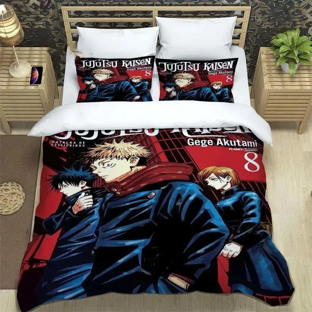

Одеяло 3D-печать Jujutsu Kaisen Аниме Комплект постельного белья Мальчики Девочки Размер Twin Queen King Кровать Мальчики Взрослый Comforter (quilt)-EU Single(135*200cm)3pcs