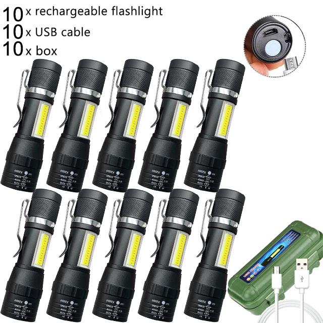 Lanterna LED Mini Q5 Bateria Embutida Zoom Lanterna Lâmpada COB 2000 Lumens Ajustável Exterior À Prova D'água de Emergência Luz de Bolso