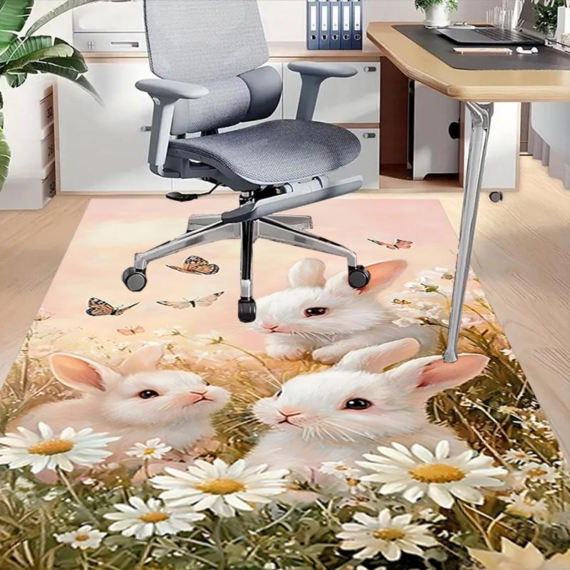 1pc rabbit flowers Carpet Office Rug Outdoor Mat Home Decor Area Carpet Festival Gift Office desk chair carpet