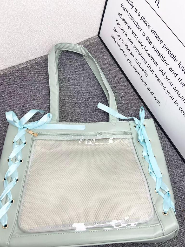 JIAERDI Süße Lolita Rosa Ita Tasche Damen Japanische Transparente Große Kapazität Tragetasche Damen Harajuku Kawaii Handtasche Ästhetisch