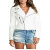 NOORA Women's White Leather Biker Jacket