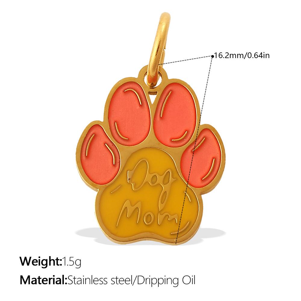  2Pcs Cartoon DIY Stainless Steel Drip Dog Paw Print Pendant Handmade Accessory Jewelry Gold Plated Charm Wholesale