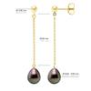 Earrings - Pearls & Colors - Tahitian Cultured Pearls 8-9 Mm Pears - Yellow Gold 375/1000 - Quality A+ - Woman