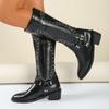 Fashion Women 2025 Autumn Vintage Studded Tall Knight Boots Women's Block Heel Knee High Thigh Boots;