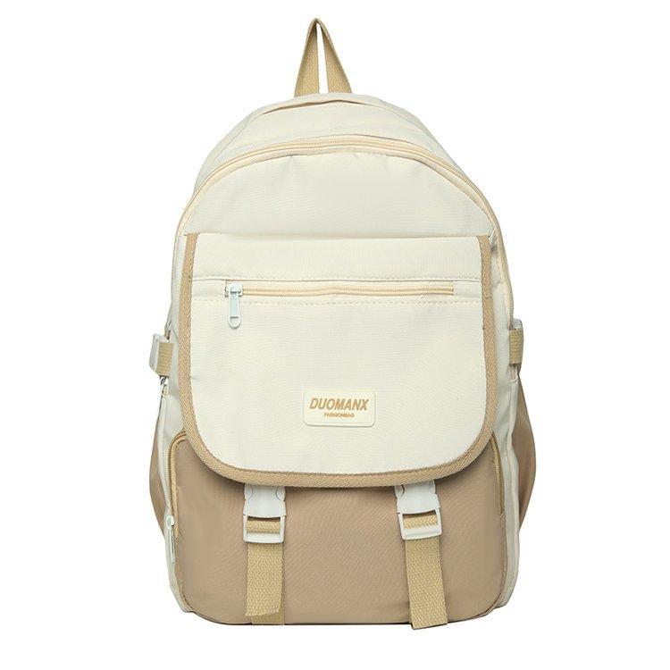 Schoolbag female ins Korean version girl versatile schoolbag lightweight solid color large capacity junior high school student computer backpack