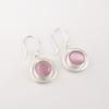 Round Pink Cat's Eye 925 Stamped Silver Gemstone Jewelry Handmade Earrings 1.40" EE-4-49