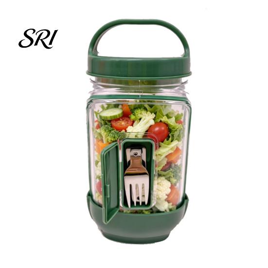 Leak-proof Salad Container Jar Side Open Leakproof Meal Prep Box Layered with Dressing Compartment Reusable Food-Safe Bowl for Travel Office