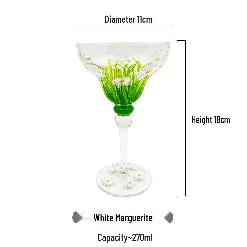 Hand-Painted High-Stem Margarita Glass for Cocktails