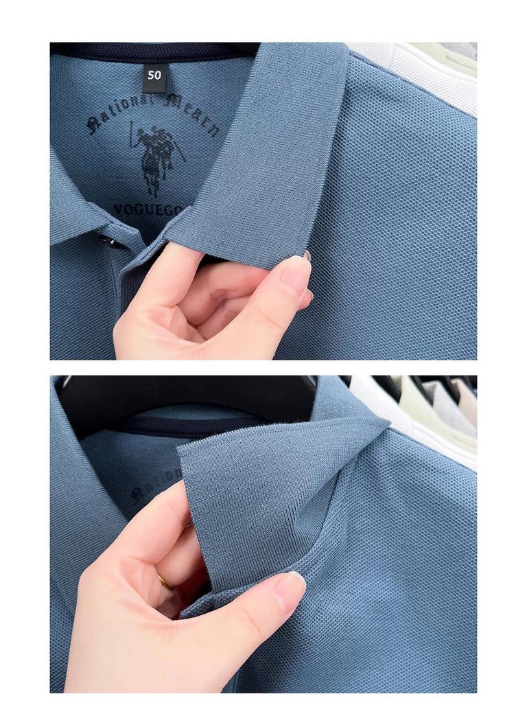 Men's Pony Logo Embroidered Cotton Polo Shirt - Short Sleeve, Turn-Down Collar, Casual Fit