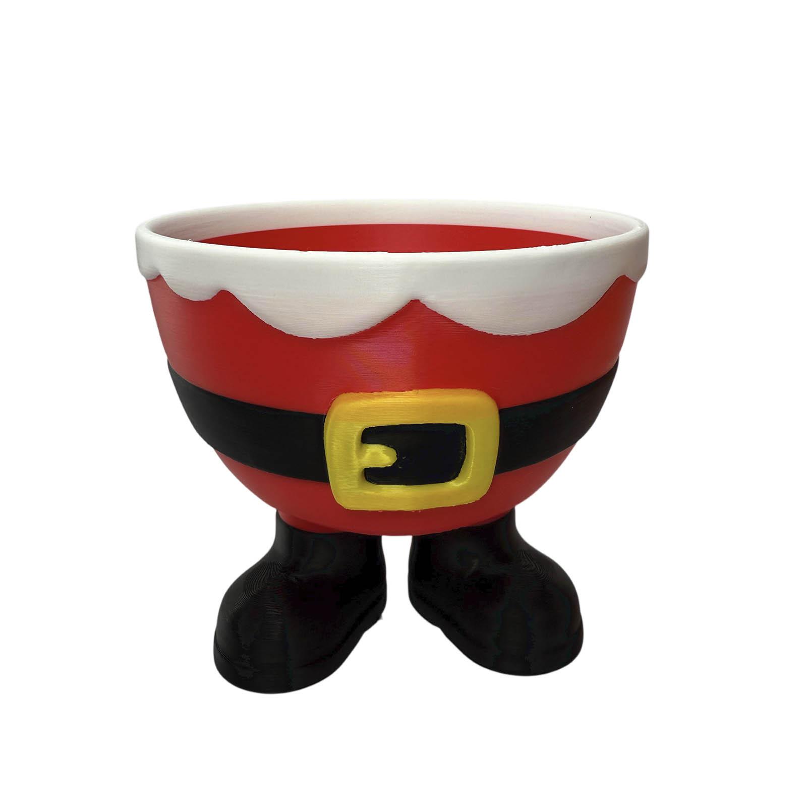 

3D Printed Santa Boot Christmas Bowl - Festive Holiday Serving Dish,Treats, Food-Safe Material With Santa Belt Design One Size