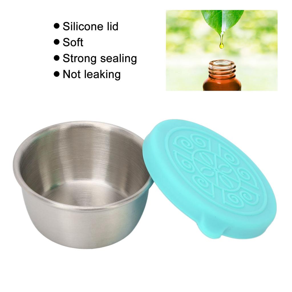Buty Salon Essential Oil Cup Portable Stainless Steel Condiment Salad Dressing Container with Lid 50ml