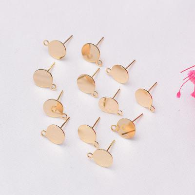 10 st S925 Sterling Silver Nål Örhängen 14K Guldpläterade Plattbotten Örhängen med Hängande DIY Handgjorda Örhängestillbehör Plattbotten Nål