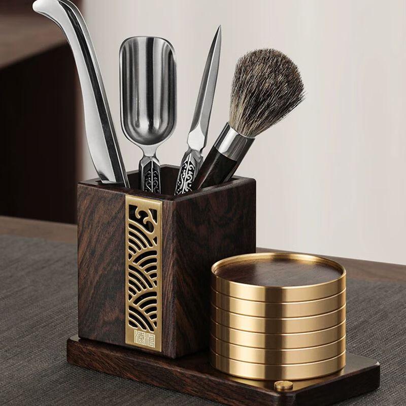 Jia Kang Ming Solid Wood Tea Ceremony Tool Set with Coasters