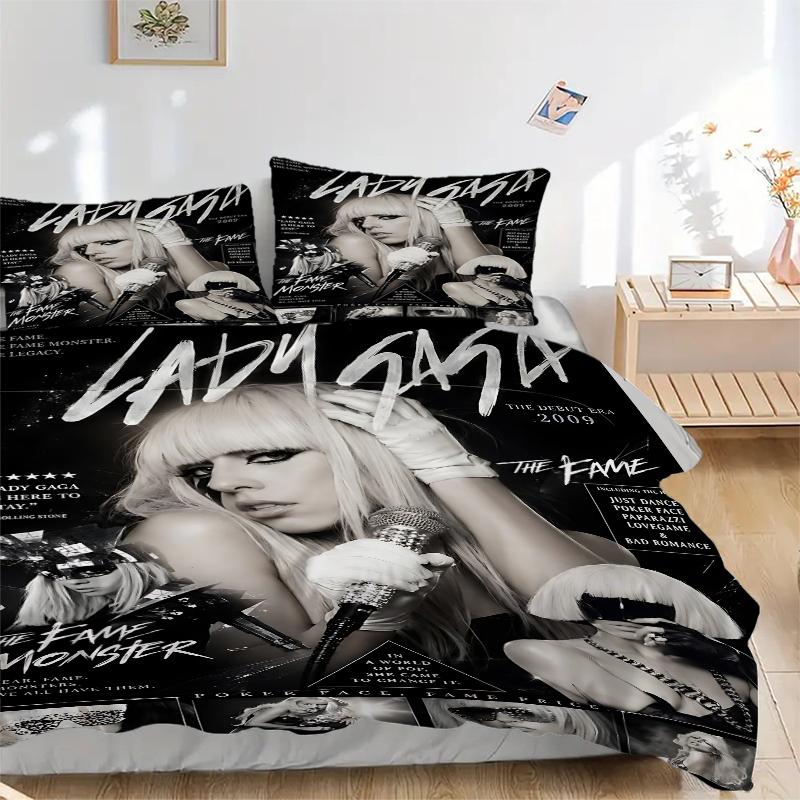 3Pcs Lady Gaga Fame Monster Era Bedding Sets For All Sizes New 3D Printed Bed Cover Comforter Duvet Cover Pillowcase Bedroom Decoration