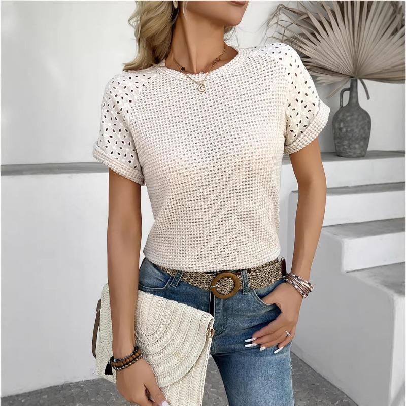 Летняя новая модель женской футболки с коротким рукавом, топы S абрикосовый