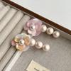Sweet Camellia Pearl Side Clip Korean Style Duckbill Clip Lovely Flower Hair Clip  Girls/lady