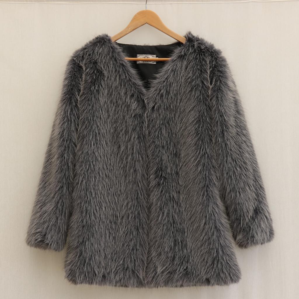 Women's fur jacket imitation beach sheep hair medium and long coat washed fox hair long sleeves large size floating hair top