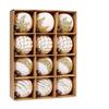 Painted Plastic Christmas Tree Decorative Hanging Ornaments, 8cm 12pcs Flocked Christmas Ball Set