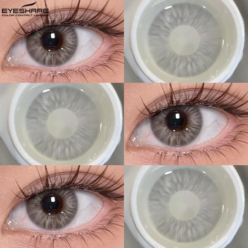 EYESHARE 1Pair Color Contact Lenses for Eyes Blue Eye Contacts Brown Natural Contact Lenses Gray Pupils Lens Yearly
