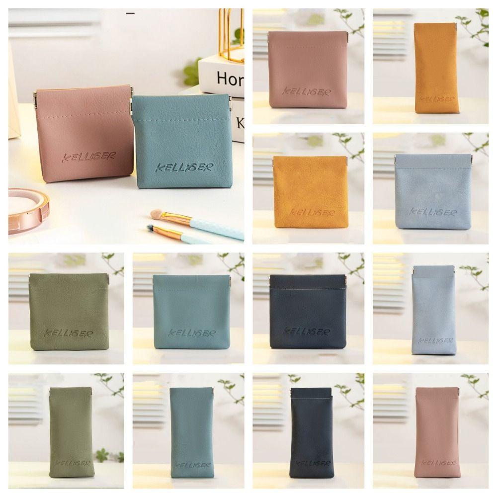 

Solid Color Lipstick Storage Bag Leaf Spring Bag Mini Cosmetic Bag Self-closing Glasses Bag Men Pink-B