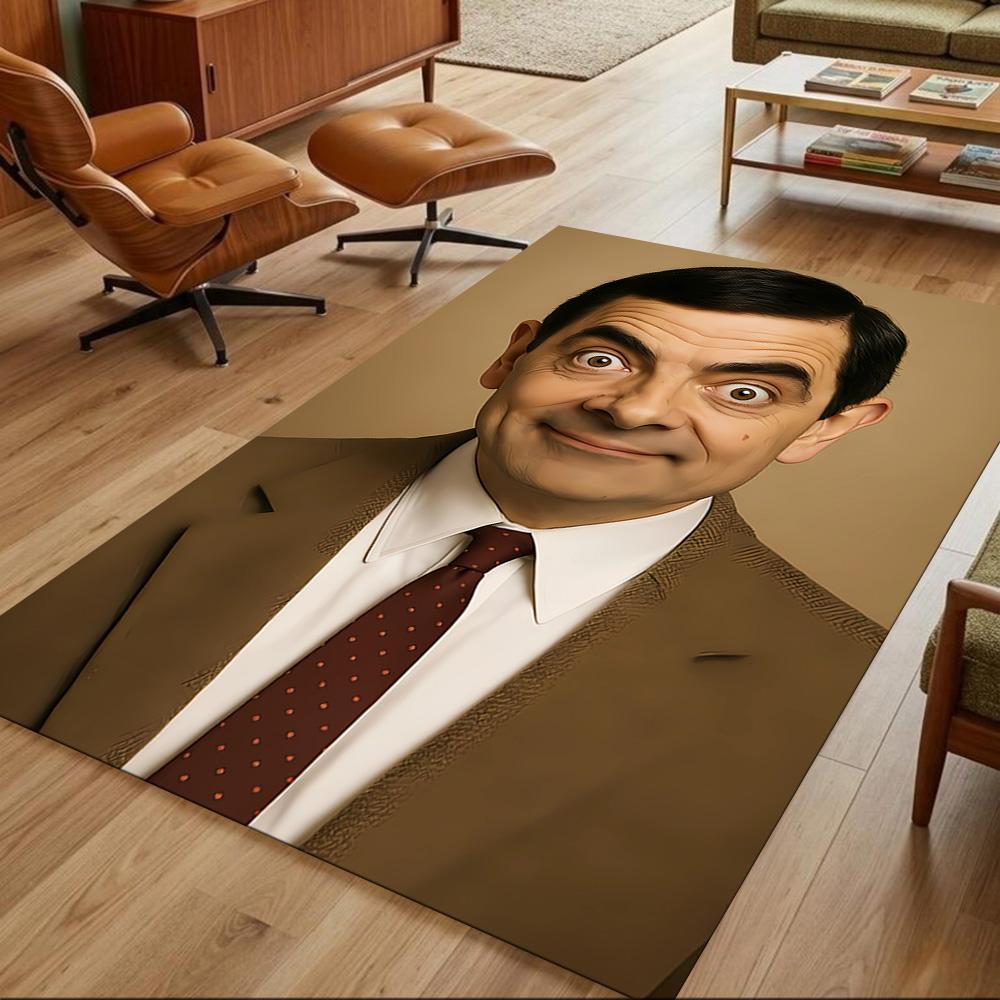 Mr.Bean Expressive Facial Features Cleanable Rug Soft Plush Water-resistant & Washable Corridor & Entryway Bohemian Boho Style Housewarming Gift Idea
