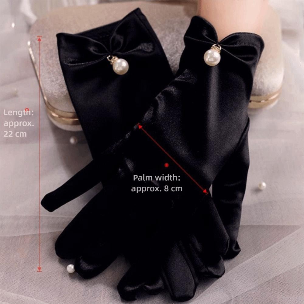 Lolita JK Bridal Gloves Pearl Dance Mittens Elegant Full Finger Gloves Women Girls