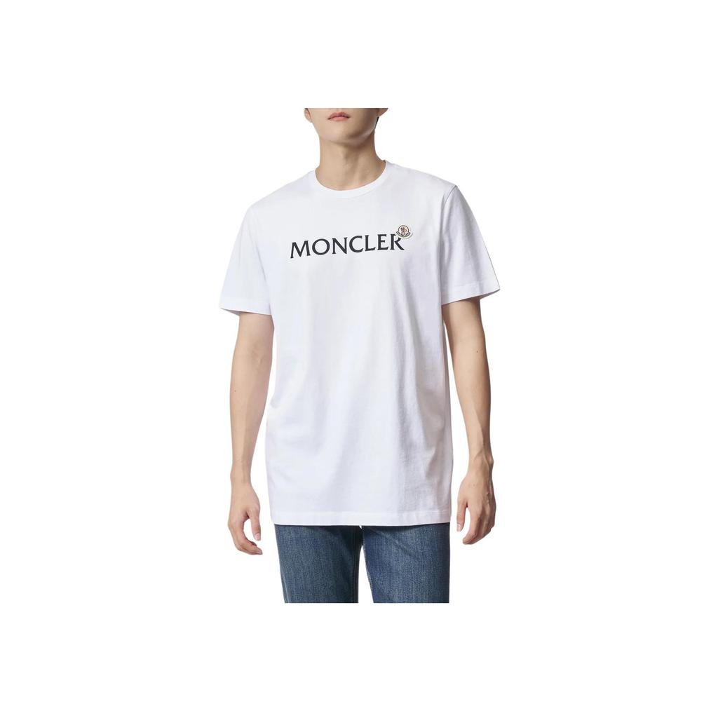 Moncler Cotton Logo Graphic Crew Neck Short Sleeve T-Shirt Men Tops White I10918C000648390T001