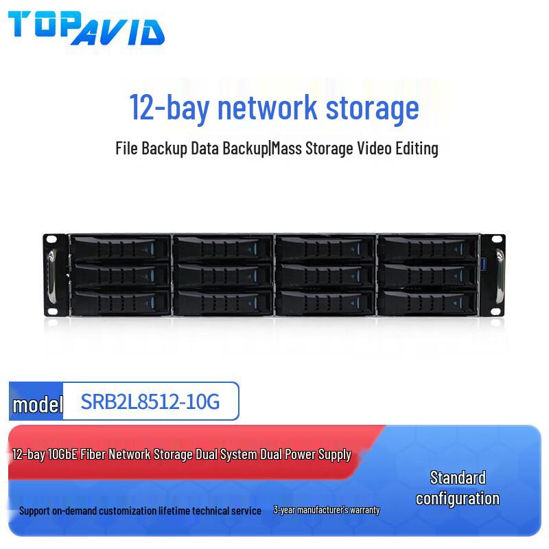 

TOPAVID SRB2L8512 12-Bay 10G Fiber Shared Storage Array for Video Editing