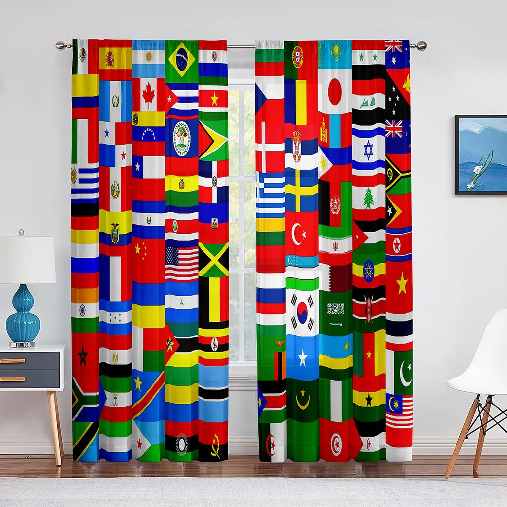Tüllvorhang mit amerikanischer Flagge zum Unabhängigkeitstag für Schlafzimmer, Fensterdekoration, Wohnzimmer, USA-Streifen, Chiffon, transparente Vorhänge