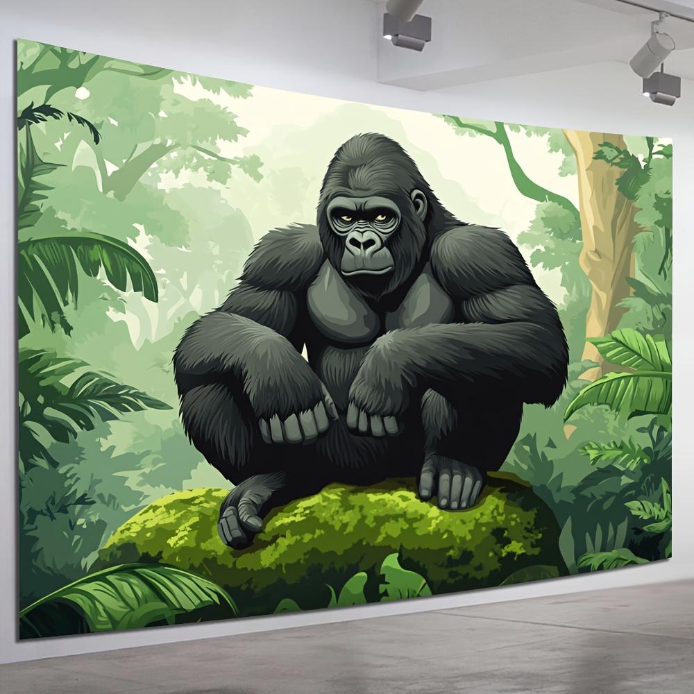 Majestic Gorilla in the Jungle Tapestry  Perfect for Adding Bold and Natural Style to Any Room Decor Ideal for Home Use