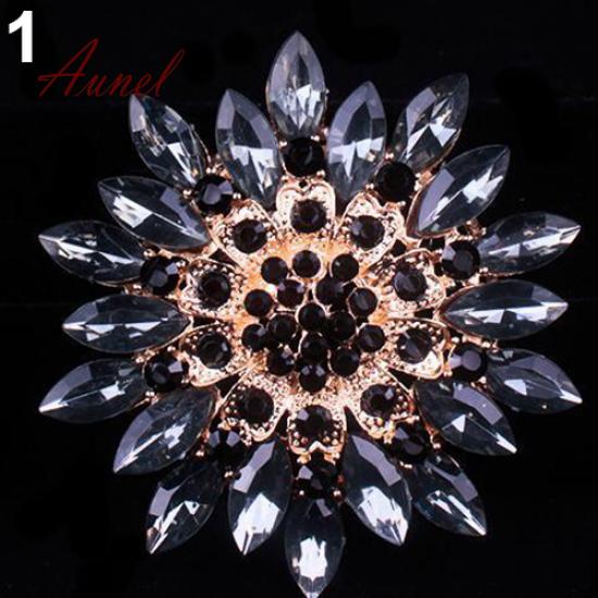 Fantastic Shiny Alloy Rhinestone Flower Wedding Bridal Bouquet Brooch Pin
