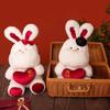 Rabbit Bow Plush Dolls Hat Bunny Stuffed Toy Couple Wedding Gift Decorations