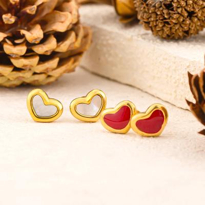 New Red Love Earrings Heart-shaped Gold Stud Earrings Light Luxury High-end Niche Exquisite Earrings
