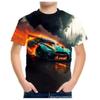 Summer Round Neck 3D Racing Series Printed Top Fashionable Casual Short Sleeved Children's Boy T-shirts