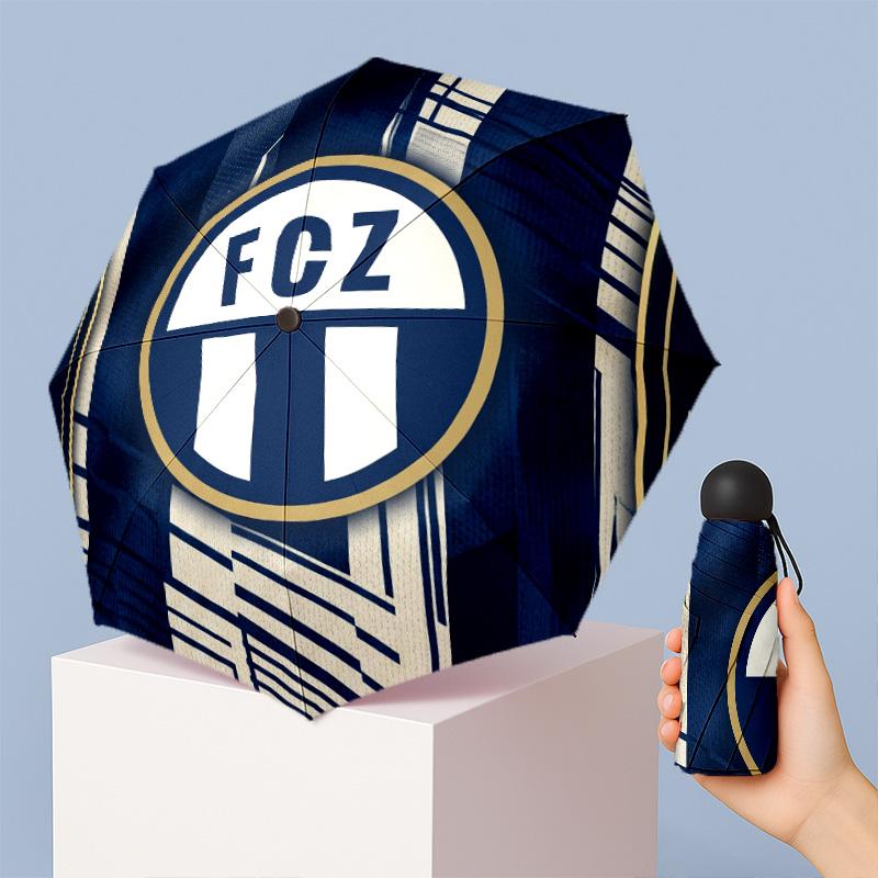 FC Zürich Mini 5 Fold Pocket Umbrella Compact Lightweight Anti UV Rain Sun Protection Umbrella Portable Travel Umbrella