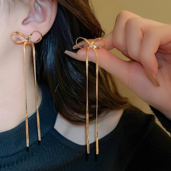 Schleifen-Choker-Halskette Ohrringe Damen Schleifen-Hängeohrringe Lange Quaste Schleifenknoten-Drop-Ohrringe für Hochzeit, Abschlussball, Party Schmuck Geschenke