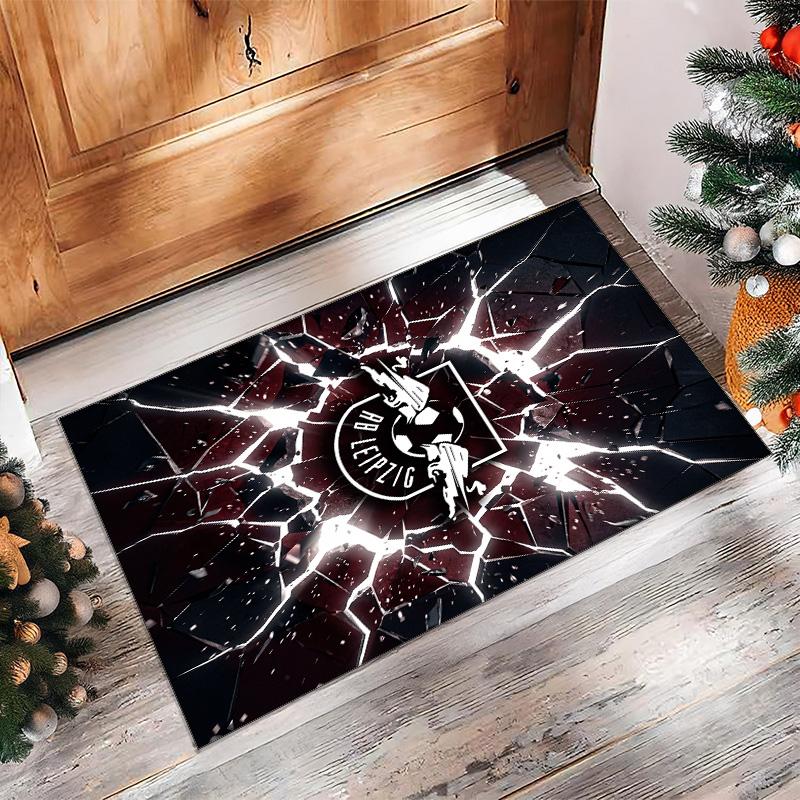 RB Leipzig Football Print Crystal Velvet Rug, Comfortable Water Absorbent Non Slip Indoor Floor Carpet