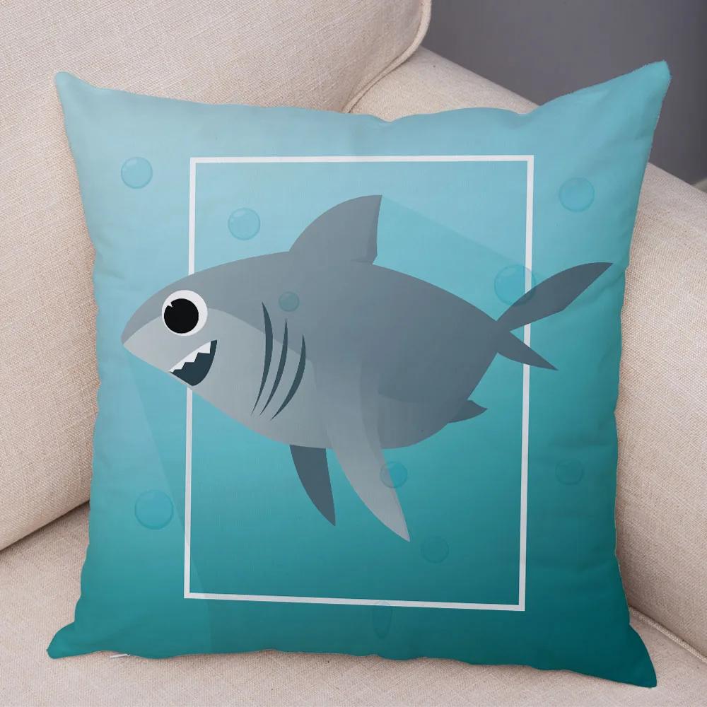 Cute Cartoon Animal Decoration Pillowcase Pig Bear Cow Shark  Sofa Room Cushion Cover Kindergarten Home