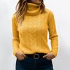 Women's Fashionable Solid Color High Neck Long Sleeved Sweater Pullover Sweater Top