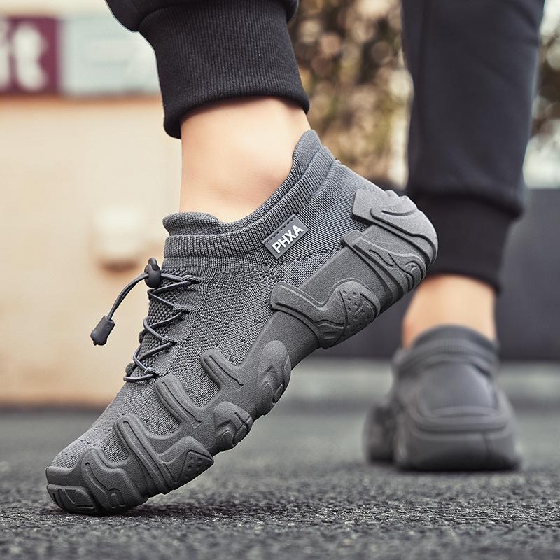 Men's Shoes 2025 New Summer Youth Breathable Fly Mesh Shoes Fashionable Lace-free Platform Height Increase Casual Shoes