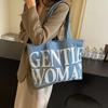 Alphabet Canvas Bag Girls Summer 2025 New Fashion Large Capacity Shoulder Tote Bag Going Out Portable Shopping Bag