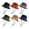 Bucket Hat Foldable Quick-Dry Breathable Mesh Fisherman Hat with Wide Brim Adjustable Windproof Rope Sun Protection Hat