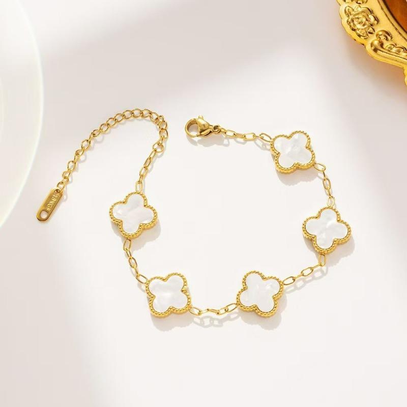 Vierblättriges Kleeblatt Set, Edelstahl Fransen Schmuck Set.