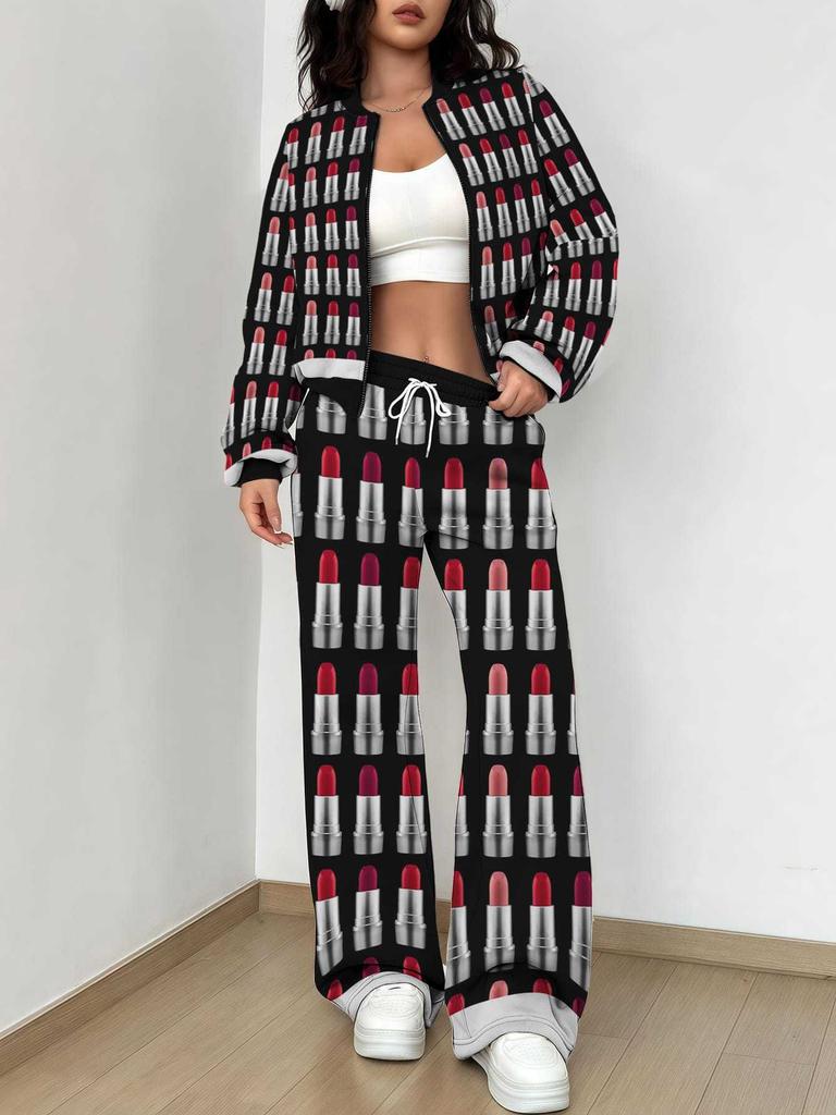 Grid New Autumn And Winter New European And American Women'S Clothing Striped Printing Suit Women