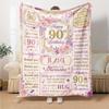 90Th Birthday Celebration Blanket Customize Your Name Warmthful Decor Perfect For Sofa Couch Office Bed Picnics For All Occasions Stylish Decor