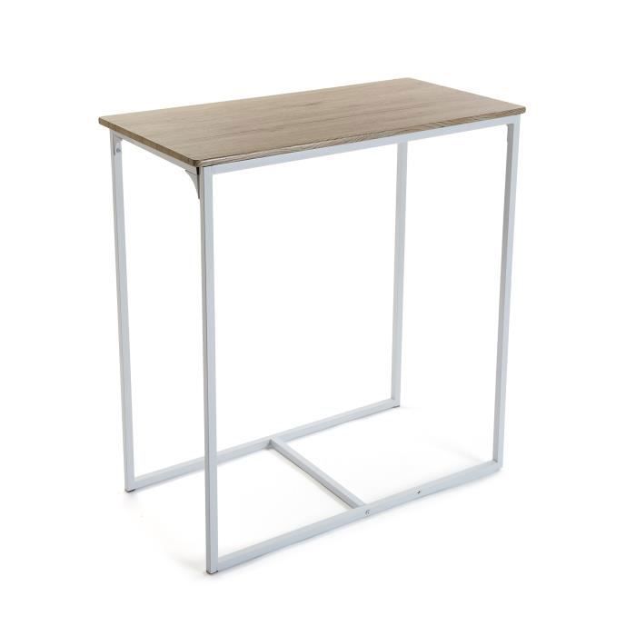 Ensemble De Table À Manger Et Deux Chaises Hautes Karlovy - Bois Et Métal - Blanc - Versa