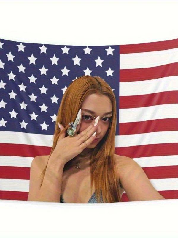 1pc Pink American Flag Tapestry Teen Dorm Bedroom Fan Gift Wall Decor 74x94cm(29x37in)